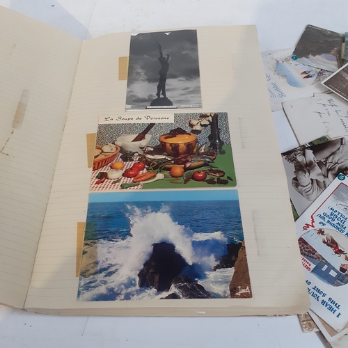 16 - Random postcards, some loose and some stuck into a book. Various locations with most written on show... 