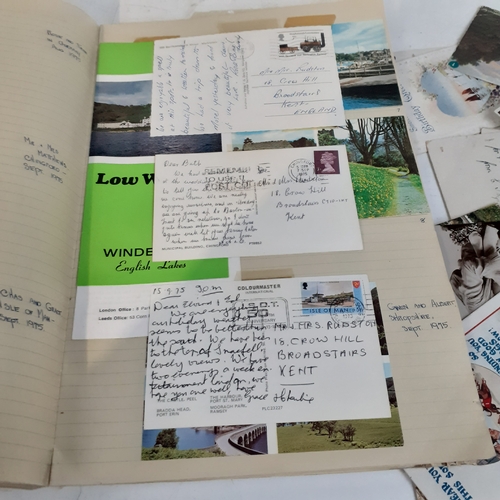 16 - Random postcards, some loose and some stuck into a book. Various locations with most written on show... 