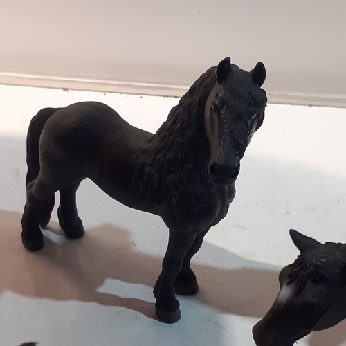 4 - Group of resin/moulded horse figures. Nice condition. Branded on the underside as shown in pictures.... 