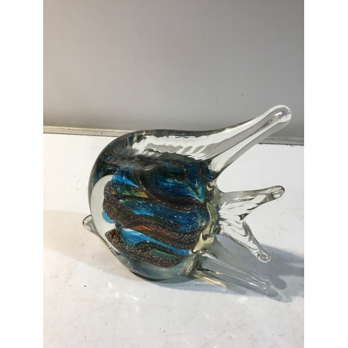 340 - Solid coloured glass fish paperweight