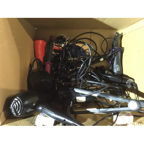 487 - Large hair appliance lot inc dryers, curlers & more