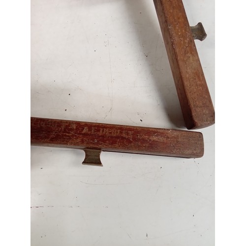 341 - 3 vintage wooden tools, 2 of which are mortice marking gauges. The two smaller ones are stamped with... 