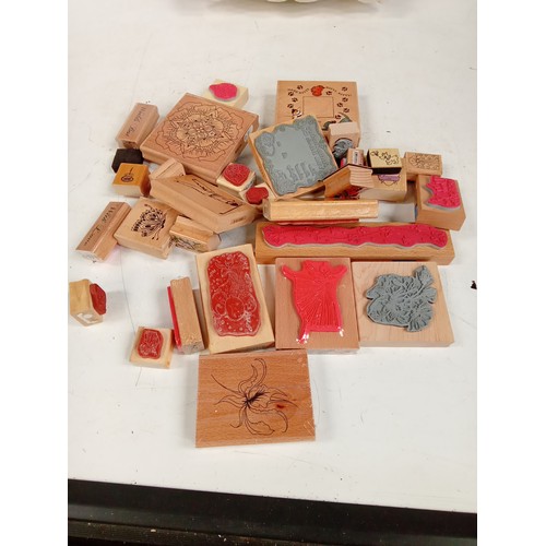 321 - Box of mixed crafting stamps. Lots unused or new.