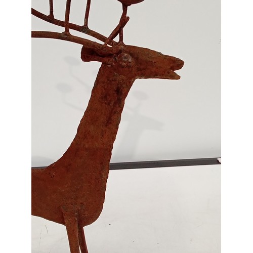 299 - Metal deer tealight holder. Rusty but sound. Potentially eye-catching piece once upcycled