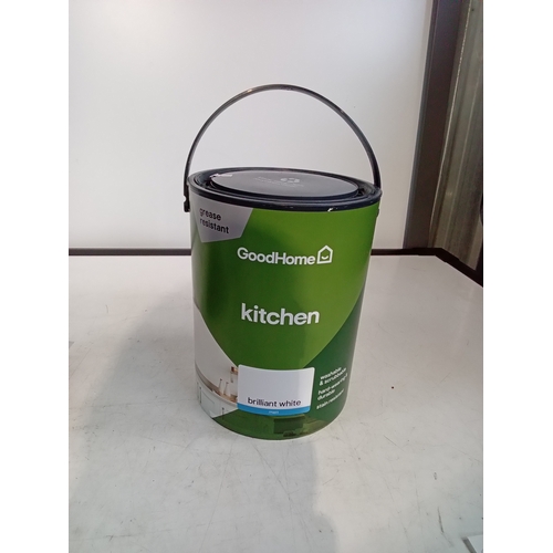 242 - Unopened 5 litre container of Matt, white paint for the kitchen. Grease resistant