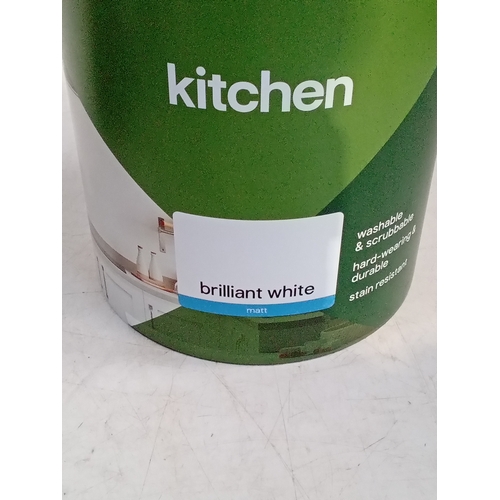 242 - Unopened 5 litre container of Matt, white paint for the kitchen. Grease resistant