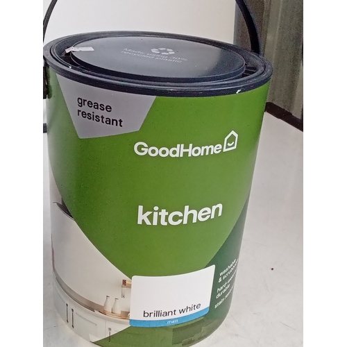 242 - Unopened 5 litre container of Matt, white paint for the kitchen. Grease resistant