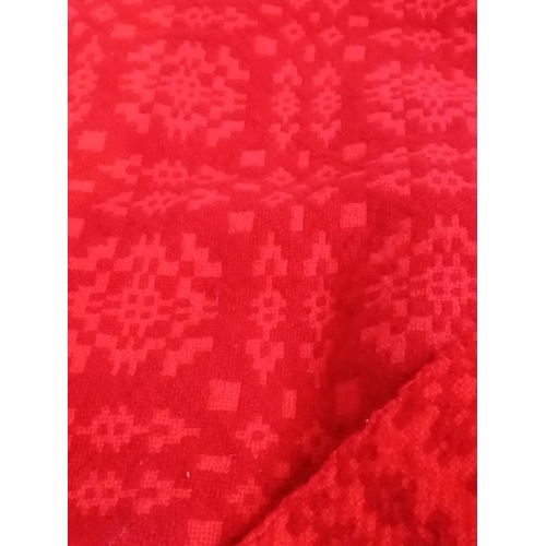 241 - Top quality Wallis woollen mill throw in red with tasselled edge. Origin West Wales. Excellent condi... 