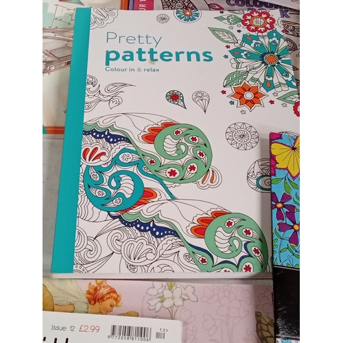 322 - Quantity of adult colouring books. All looks unused. Great variety and detail