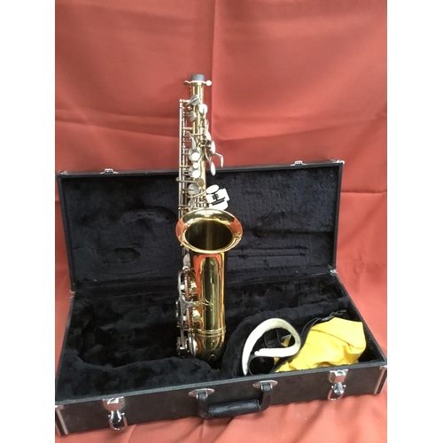 40 - Elkhart Vincent Bach international LTD brass saxophone with mouth pieces & case in fantastic conditi... 