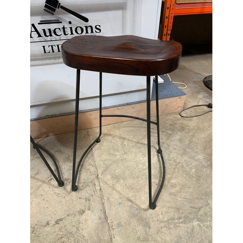 150 - Pair of dark oak modern bar stools