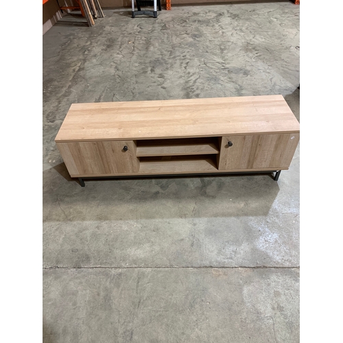 153 - Long light wood modern tv cabinet unit - 150cm long