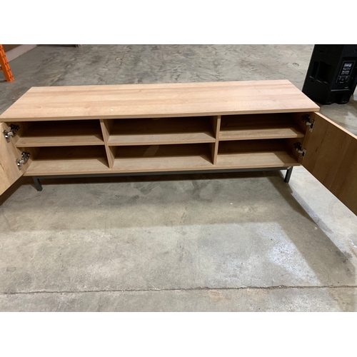 153 - Long light wood modern tv cabinet unit - 150cm long