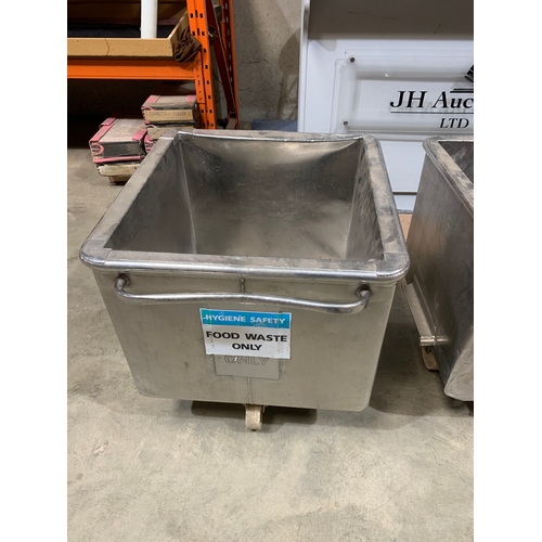 156 - Stainless steel commercial containers on castors - 60cm cube