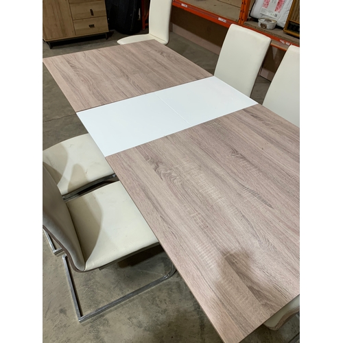 195 - Extending modern dining table & 6 chairs - 160x90cm