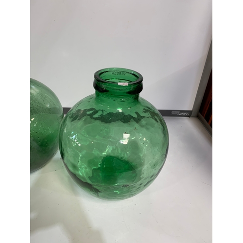 196 - Pair of green glass Viresa terrarium