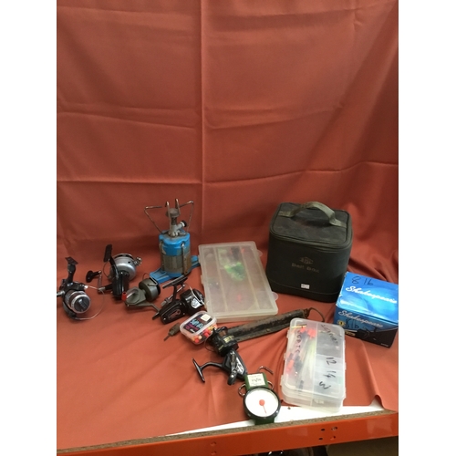 450 - Large quantity of fishing tackle, reels & cases