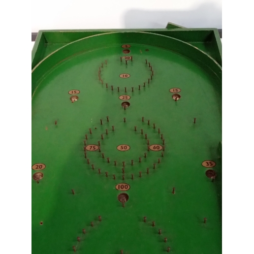 405 - Vintage wooden Bagatelle game with steel balls