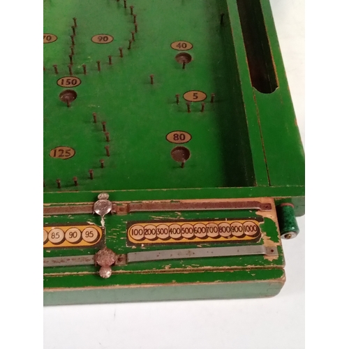 405 - Vintage wooden Bagatelle game with steel balls