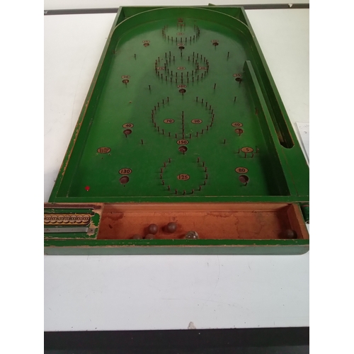 405 - Vintage wooden Bagatelle game with steel balls