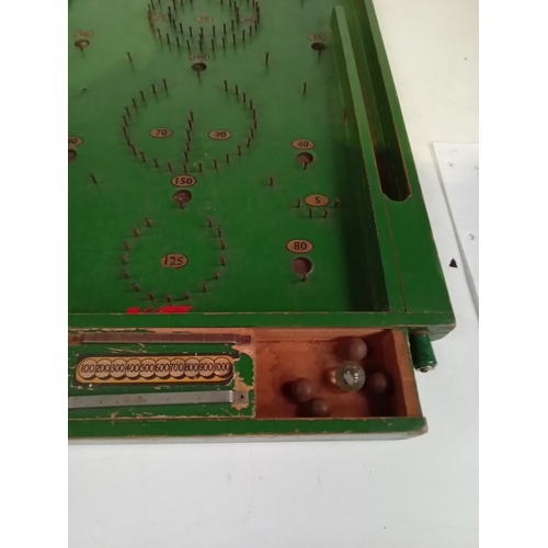 405 - Vintage wooden Bagatelle game with steel balls