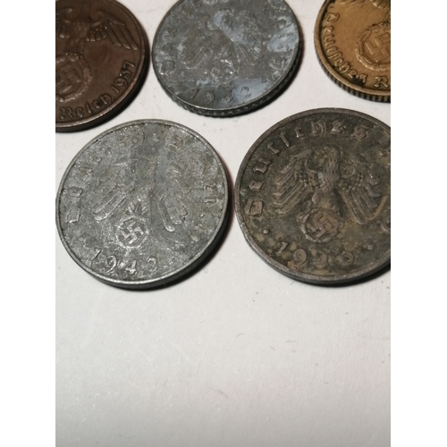 21A - COINS : GERMANY 8 x WWII German coins All with swastika on the reverse