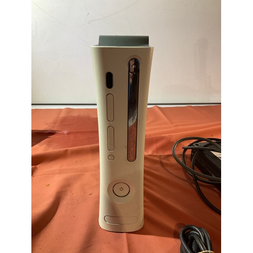 176 - Cream XBOX 360 with power leads and one controller