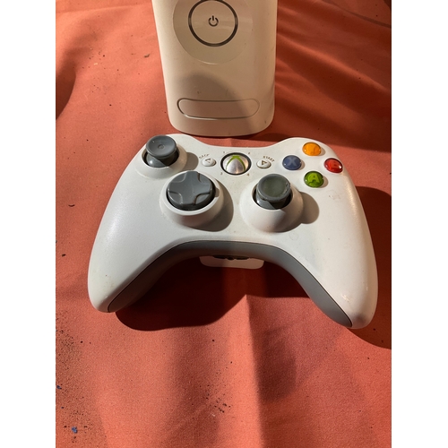 176 - Cream XBOX 360 with power leads and one controller