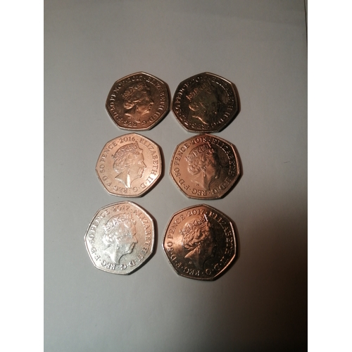 24A - 6 x Beatrix Potter 50p coins