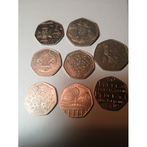 25A - 8 x mixed 50p coins