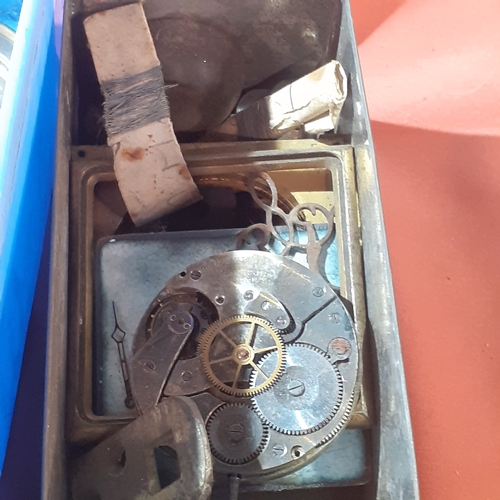 2 - Quantity of brass and metal clock spares, Mechanical workings and faces etc