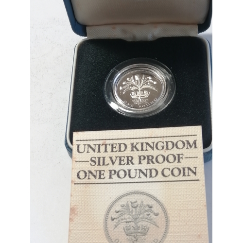 65A - 1984 silver proof 1 pound coin in blue presentation box