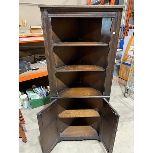 387 - Dark Wood Corner Cabinet - H170 x W70 x D50