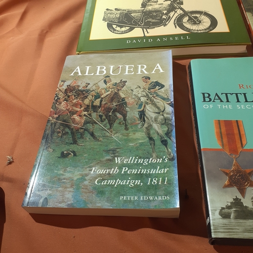 6 - 4 military related books. Military motorcycles, battles and  battlefields. Very interesting reading ... 