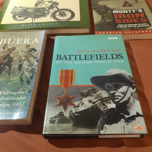 6 - 4 military related books. Military motorcycles, battles and  battlefields. Very interesting reading ... 