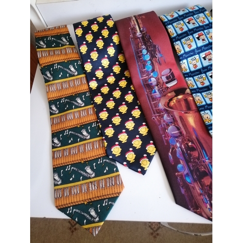 84A - 6 men's ties (2 are silk) To include Mr Men and Looney Tunes