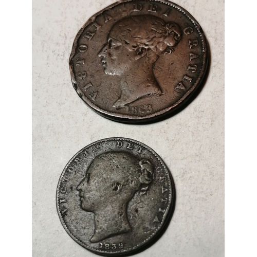 50A - COINS : 1839 farthing and 1853 halfpenny