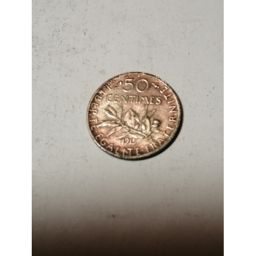 51A - COINS :FRANCE 1915 silver 50 cents