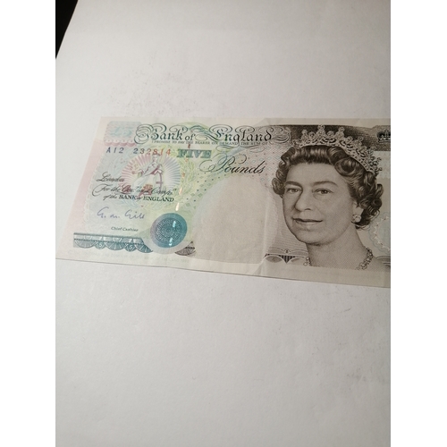 62A - COINS : Elizabeth II 5 pounds note in excellent condition