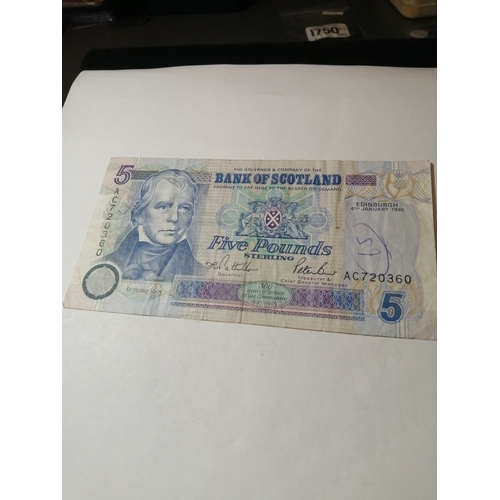 63A - COINS : Scottish 5 pounds note dated 4th January 1995