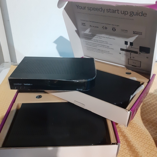 42B - 3 x Talk Talk plus TV boxes. 2 as new with no remotes and one unboxed. Models DN372T