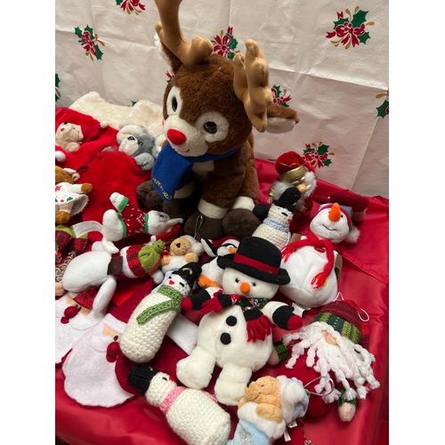 25 - Quantity of Christmas plush inc stockings & Thursford reindeer