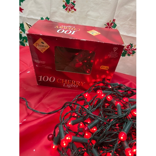 34 - 100 red cherry lights - with original box