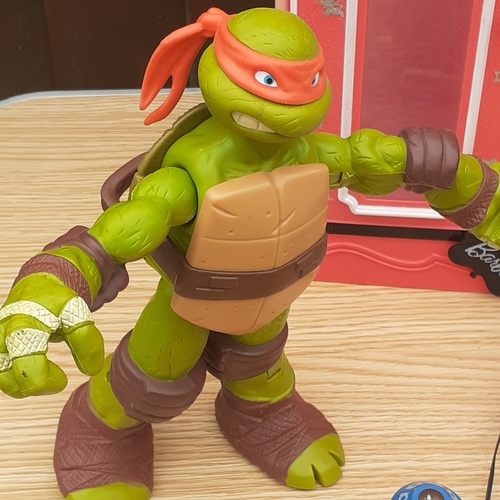 13 - Children's toys. Barbie wardrobe,  Ninja turtle, vintage doll and pull along train and Fisher Price ... 