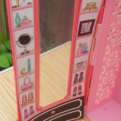 13 - Children's toys. Barbie wardrobe,  Ninja turtle, vintage doll and pull along train and Fisher Price ... 