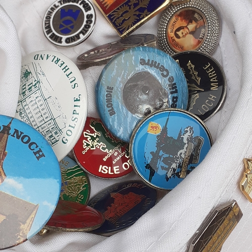 16 - 2 hats with one and a bit covered in various collections pin badges. Lots travel related in overall ... 