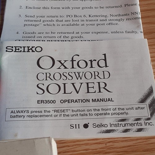 6 - Seiko electronic crossword solver. Model ER 3500. As new in box. Box has some wear.