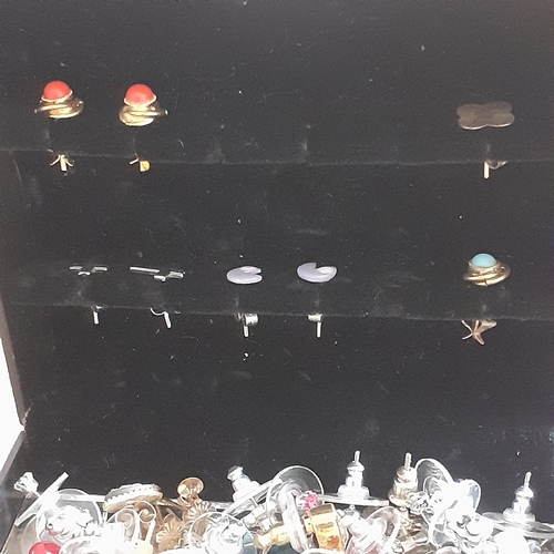 12 - Large quantity of earrings. Lots are paired, some odd. Mostly very nice condition. Mix of mostly stu... 