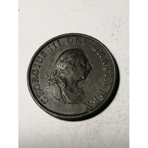 26A - COINS : 1799 George III halfpenny in very fine condition or better