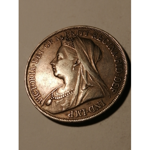 37A - COINS : 1900 Victorian crown (LXIV) in very fine condition